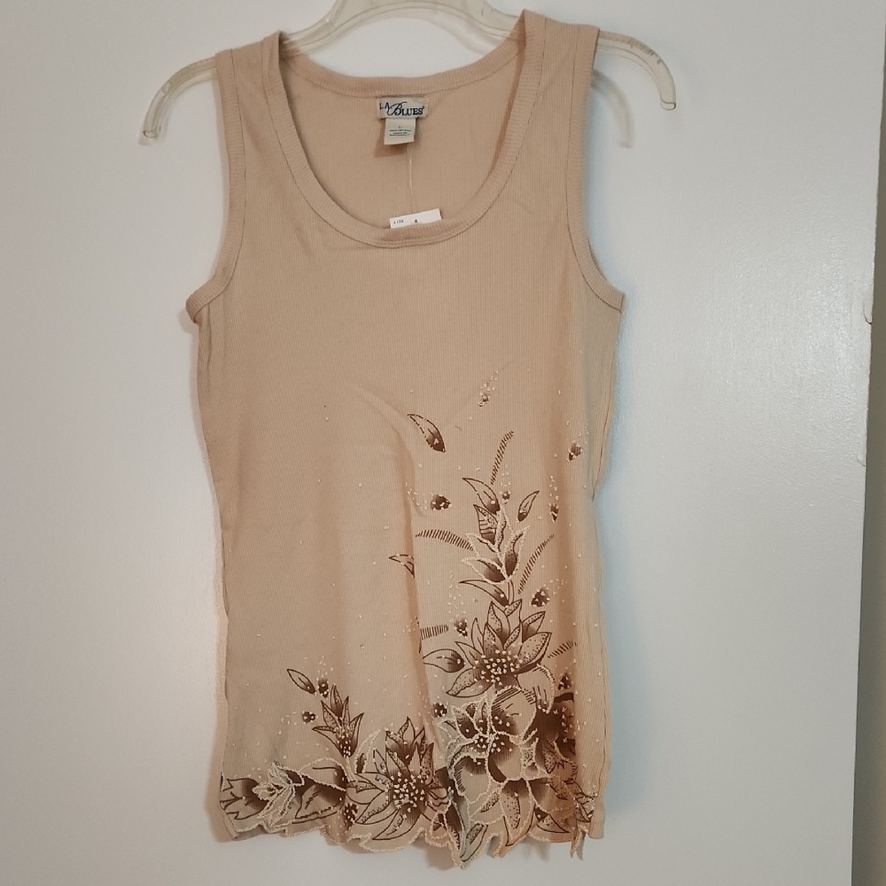 LA Blues Tan Floral Women's Tank Top
